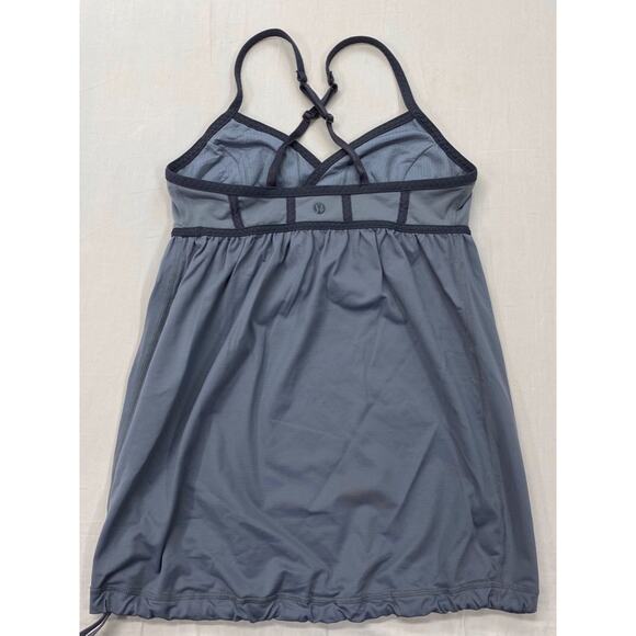 Lululemon Rehearsal Tank SZ 4 Blurrsed Grey Drawstring Hem Adjustable straps Bra - Picture 2 of 6
